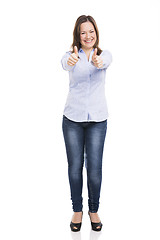 Image showing Woman with thumbs up