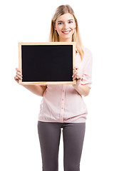 Image showing Holding a chalkboard