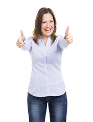 Image showing Woman with thumbs up