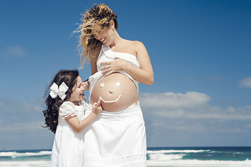 Image showing Making a smile on mom's belly