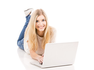 Image showing Woman working on a laptop