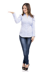 Image showing Woman showing something on the hand