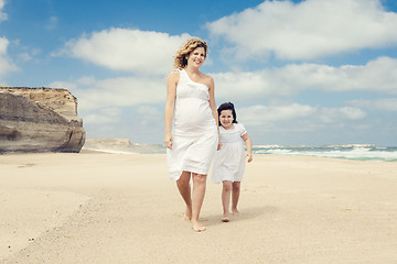 Image showing Walking on the beach