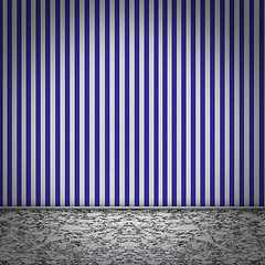 Image showing Empty room with striped blue wellpaper