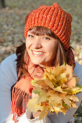 Image showing beautiful woman with autumn