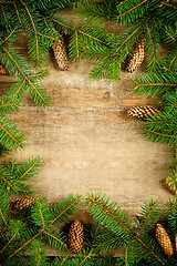 Image showing christmas fir tree with pinecones