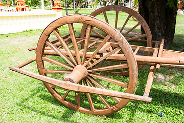 Image showing Wooden cart Thai Style in Thailand Garden