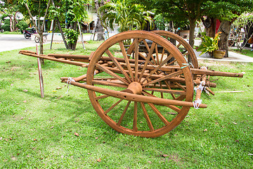 Image showing Wooden cart Thai Style in Thailand Garden