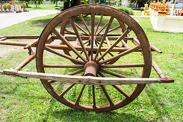 Image showing Wooden cart Thai Style in Thailand Garden