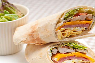 Image showing club sandwich pita bread roll