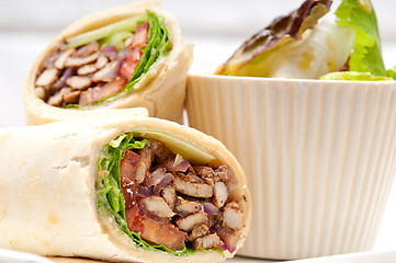 Image showing kafta shawarma chicken pita wrap roll sandwich