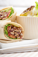 Image showing kafta shawarma chicken pita wrap roll sandwich