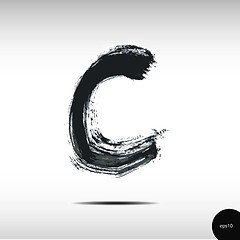Image showing Calligraphic watercolor letter C