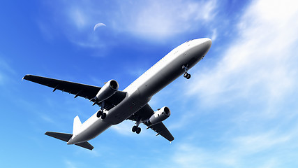 Image showing Airplane in the blue sky