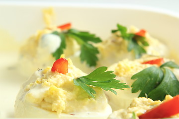 Image showing easter stuffed eggs on plate