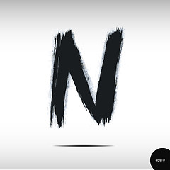 Image showing Calligraphic watercolor letter N