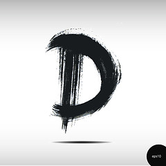 Image showing Calligraphic watercolor letter D