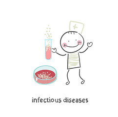 Image showing infectious diseases specialist working with test tubes in which 