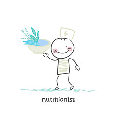Image showing nutritionist holding a bowl of healthy food