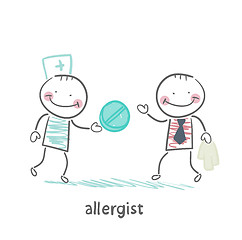 Image showing allergist gives the patient a pill