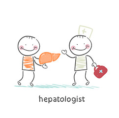 Image showing hepatologist cured patient liver