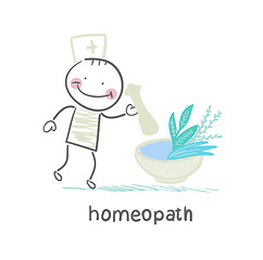 Image showing homeopath medicine prepared from plants