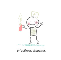 Image showing infectious diseases specialist working with test tubes in which 