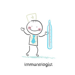 Image showing immunologist keeps thermometer