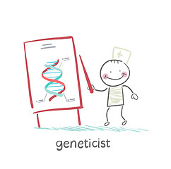 Image showing geneticist tells a presentation about the genes