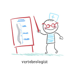 Image showing vertebrologist tells a presentation on the spine