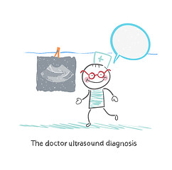 Image showing The doctor ultrasound diagnosis is looking at ultrasound images 