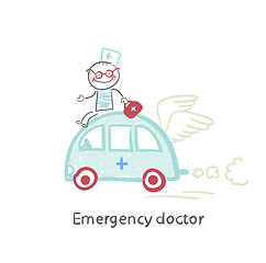 Image showing Emergency doctor travels by car