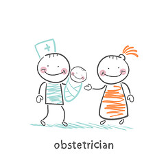 Image showing obstetrician with the patient and the child