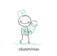 Image showing obstetrician with baby