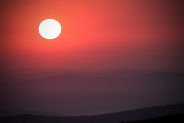Image showing sunset over the hills