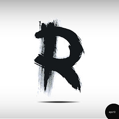 Image showing Calligraphic watercolor letter R