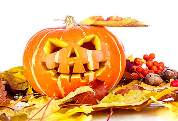 Image showing Halloween - old jack-o-lantern