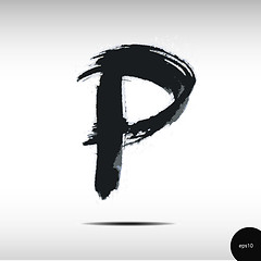 Image showing Calligraphic watercolor letter P