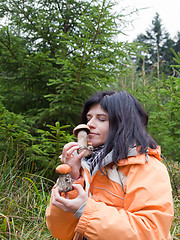 Image showing Woman with mushrooms