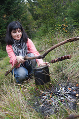 Image showing Barbeque in forest