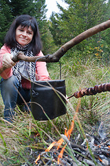 Image showing Barbeque in forest