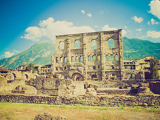 Image showing Retro look Roman Theatre Aosta