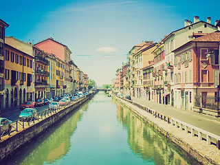 Image showing Retro look Naviglio Grande, Milan