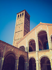 Image showing Retro look Sant Ambrogio church, Milan