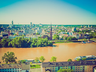 Image showing Retro look Aerial view of Frankfurt