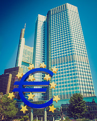 Image showing Retro look European Central Bank in Frankfurt