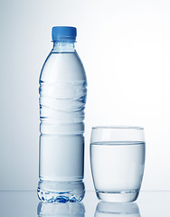 Image showing water bottle and glass