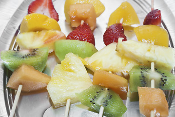 Image showing fruit skewers