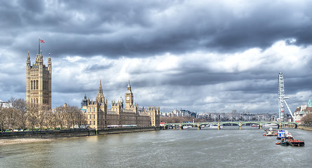 Image showing London Cityscape, seen from Tower Bridge