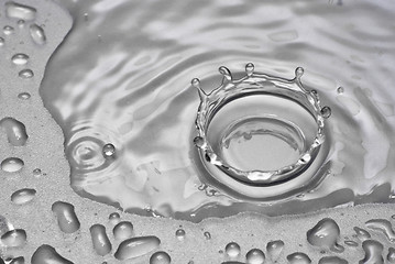 Image showing A water drop forms a crown 